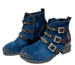 Miz Mooz Sherri Buckle Side Zip Boots Oc EAN Blue 37EU / 7 Us New #P-11 - £53.48 GBP