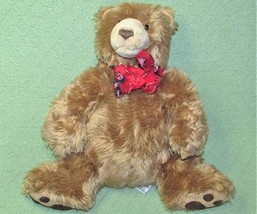 14&quot; Gund Teddy Bear Kohls For Kids Plush Stuffed Furry Tan W/ Red Christmas Bow - £9.19 GBP