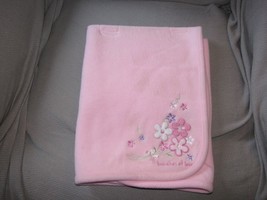 JUST ONE YEAR BABY GIRL PINK FLEECE BABY BLANKET BUNCHES OF LOVE - $39.59