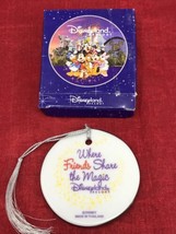 VTG Disneyland Resort Mickey Mouse and Friends Glass Disk Ornament in Box - $19.79