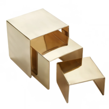 BUFFET RISERS 3 Piece TRAY RISER SET Stainless Steel Satin Gold BUFFET D... - $259.38