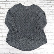 Chelsea Theodore Blouse Women Small Black Geometric Long Sleeve Asymmetrical Top - £15.13 GBP