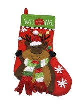 Christmas Home Felt Reindeer Sweater Style Embroidered Stocking Welcome ... - $80.15 CAD