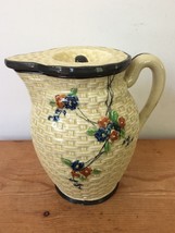 Vtg 1930 Hotta Yu Shoten Japanese Basketweave Majolica 7&quot; Iced Tea Pitch... - £63.86 GBP