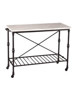 Black and White 49 Inch Rolling Kitchen Island With Storage - $300.49