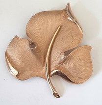 Crown TRIFARI Brooch Pin Brushed Gold Leaf  Vintage 1960s  2 1/4 Inches Tall - £27.69 GBP