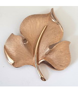 Crown TRIFARI Brooch Pin Brushed Gold Leaf  Vintage 1960s  2 1/4 Inches ... - £27.61 GBP