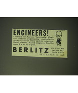 1948 Berlitz School of Languages Ad - Engineers! - £14.55 GBP