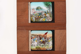 c1890 Wood Glass Magic Lantern Slides South carolina Revolutionary war Battle of - £58.55 GBP