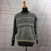 Eskimo Knitwear Women's Gray White Made in England Wool Sweater Size L NWT - $49.49