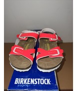 New BIRKENSTOCK Rio Eva Kids Patent Neon Pink Leather Sandals Sz 7-7.5 - $545.70 MXN