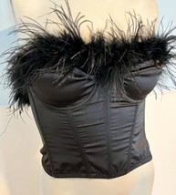 Urban Outfitters Black Bustier with Feather Trip Size S - £28.26 GBP