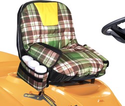 Riding Lawn Mower Seat Cover With Drink Pouch, Heavy Duty 600D, Green, L... - $37.93