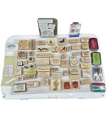 Lot of 55+ wood and rubber stamps, various designs, craft, art supplies ... - $23.75