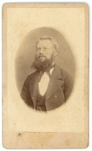 CIRCA 1800&#39;S CDV Strong Handsome Looking Man With Long Beard Wearing Suit &amp; Tie - £9.73 GBP