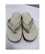 Vionic Women’s Tide II Orthotic Sandal Flip Flop Thong Beige Gold Accent... - $39.95
