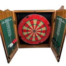 Marlboro Country Red Dart Board &amp; Cabinet with Darts &amp; Chalk Score Boards - £66.44 GBP