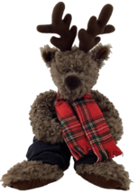 Russ Berrie &amp; Co Buck Reindeer Plush Stuffed Animal Brown Curly Hair Sca... - £10.40 GBP