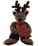Russ Berrie &amp; Co Buck Reindeer Plush Stuffed Animal Brown Curly Hair Sca... - £10.34 GBP