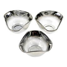 Set Of 3 Dorothy Thorpe Silver Fade Rounded Glass Triangle Bowls 5&quot; x 2.75&quot; VGUC - £19.28 GBP