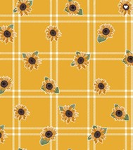 Peva Vinyl Tablecloth, 52&quot; X 90&quot; Oblong, Sunflowers On Yellow &amp; White Plaid, P&amp;T - £13.24 GBP
