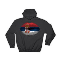 Lips Serbian Flag : Gift Hoodie Serbia Expat Country For Her Woman Feminine Wome - £28.30 GBP