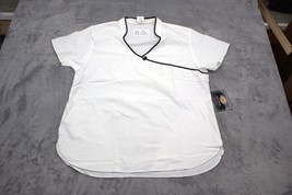 Dickies Shirt Womens L White Soft Scrub Mock Wrap Medical Uniform Blouse - $18.79