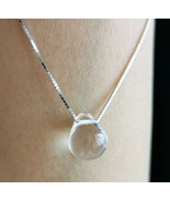 mermaid tear drop pendant necklace 925 Sterling silver white crystal Wat... - £11.79 GBP