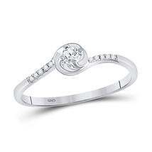 10kt White Gold Womens Round Diamond Solitaire Promise Ring 1/10 Cttw - £157.03 GBP
