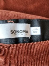 Sonoma Comfort Premium Corduroy Pants Women 24W Brown Elastic Waist Straight NEW - £20.92 GBP