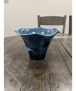 Italian Art Pottery Blue Crystalline Vase Dish Compote - $180.36 CAD