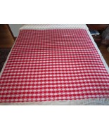 Unused RED &amp; WHITE TAVERN CHECK Cotton TABLECLOTH - 55&quot; x 55&quot; - Needs 1 hem - £15.80 GBP
