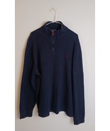 Polo Ralph Lauren Men&#39;s 1/4 Zip Mock Neck 100% Cotton Navy Blue Knit Swe... - $351.85 MXN