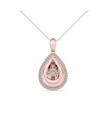 Solid 10K Rose Gold 0.18Ct Dancing Diamond  Pendant Necklace - $369.99