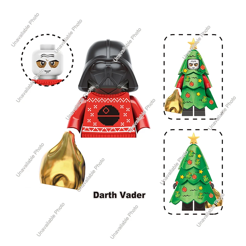 Christmas Elf Darth Vader &amp; Santa Rex Action Figures Building Blocks TV3026 - £6.72 GBP