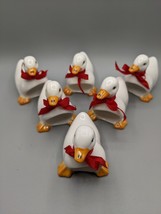 Vintage Bone China Ceramic White Duck Goose Napkin holders set of 6 Red Bow - £22.77 GBP