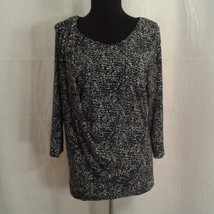 Vince Camuto M 3/4 sleeve top Black White Stretchy - £12.56 GBP