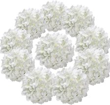 Flojery Silk Hydrangea Heads Artificial Flowers Heads with Stems for Home, White - £11.05 GBP