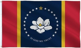 3x5FT The New Magnolia Mississippi Flag In God We Trust MS Real Brass Grommets - £6.38 GBP