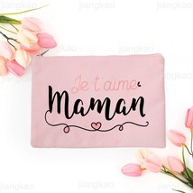 Best Mom In The World French Print Women Cosmetic Bag Travel Makeup Case Toiletr - £45.71 GBP