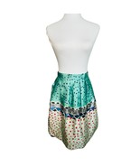 To La Roo Satin Green Cream Pleated Polka Dot Skirt Size 18 Plus - €18,51 EUR