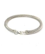 David Yurman Diamond Hook Cuff Bracelet Size M 5 mm Sterling Silver Esta... - $485.10