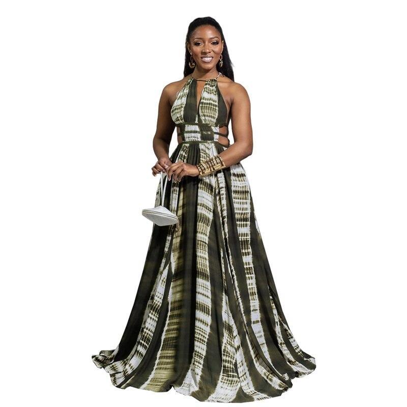 Backless Sleeveless Irregular Print Maxi Dress Item image 2