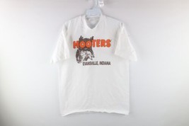 Vintage 90s Hooters Mens Medium Evansville Indiana Spell Out T-Shirt White USA - £27.06 GBP