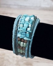 Vintage Bracelet / Bangle Turquoise Tone Wrap Bracelet - £10.35 GBP