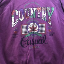 Vtg Country Casual Sweatshirt Womens L Purple Crewneck Harvest USA 9Os H... - £11.01 GBP