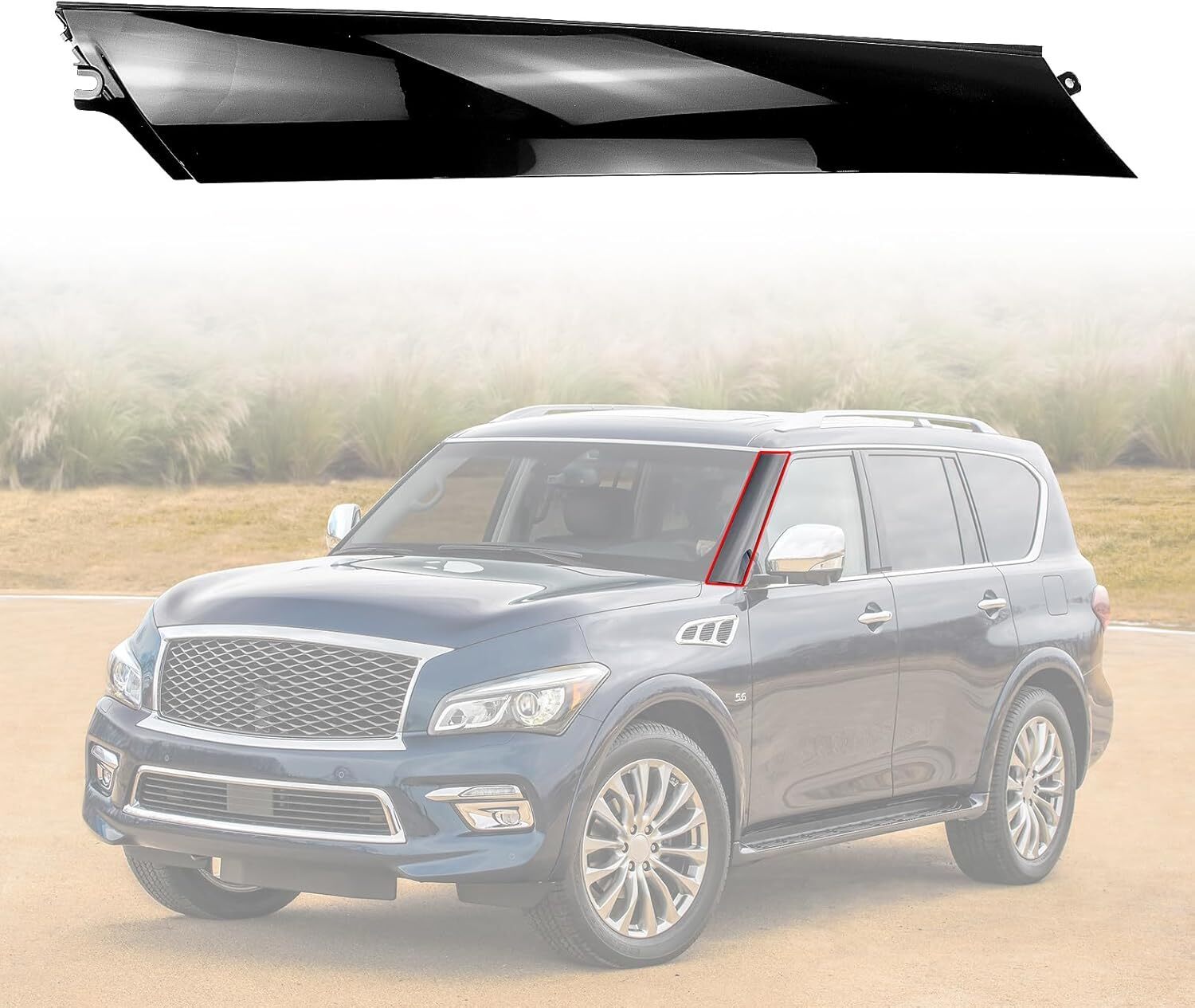JUMOPARS Front Left Windshield A-Pillar Trim Molding Compatible with Infiniti Item image 4