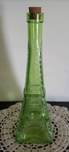 Light Green ~ Cut Glass ~ Eiffel Tower ~ Corked Vase ~ Decanter ~ 11&quot; Tall - £17.88 GBP