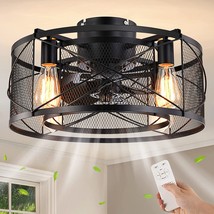 Caged Ceiling Fan With Light, 20 Inch Ceiling Fan Lights With Remote, 3 Speeds - £100.65 GBP