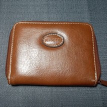 Rosetti Saddle Brown Faux Leather Zip Around Wallet 5x4x1 with Vinyl Logo - £7.03 GBP